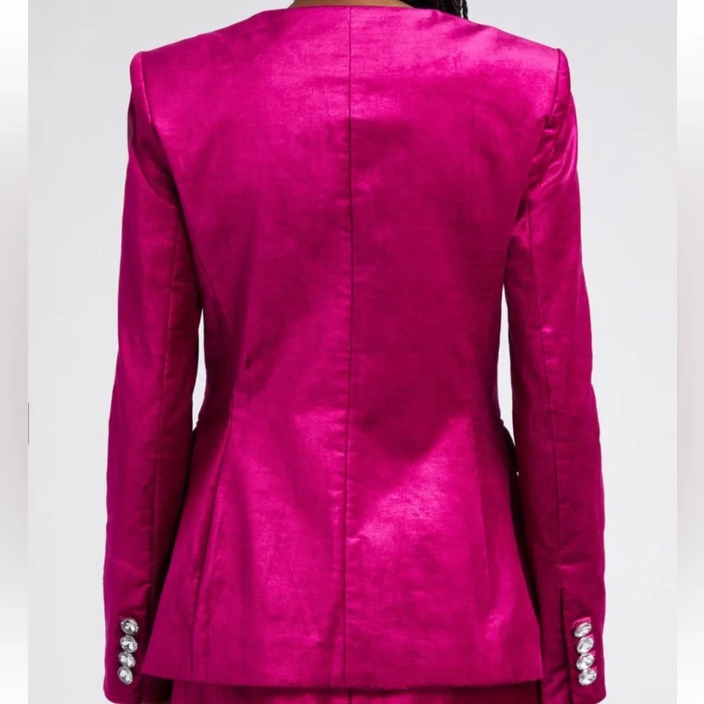 NEW Veronica Beard Cencia Cotton Blend Jacket in Fuchsia - Picture 4 of 11